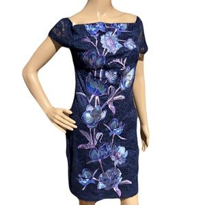 Navy blue floral lacey dress